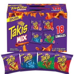 Takis Mix Variety Pack – 18 Singles (1 oz Each) – Spicy Tortilla Chips Sampler